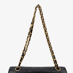 RG608 - CHANEL Vintage Black Lambskin 23cm Classic Flap Bag