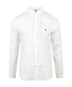 Polo Ralph Lauren White Linen Long Sleeve Shirt