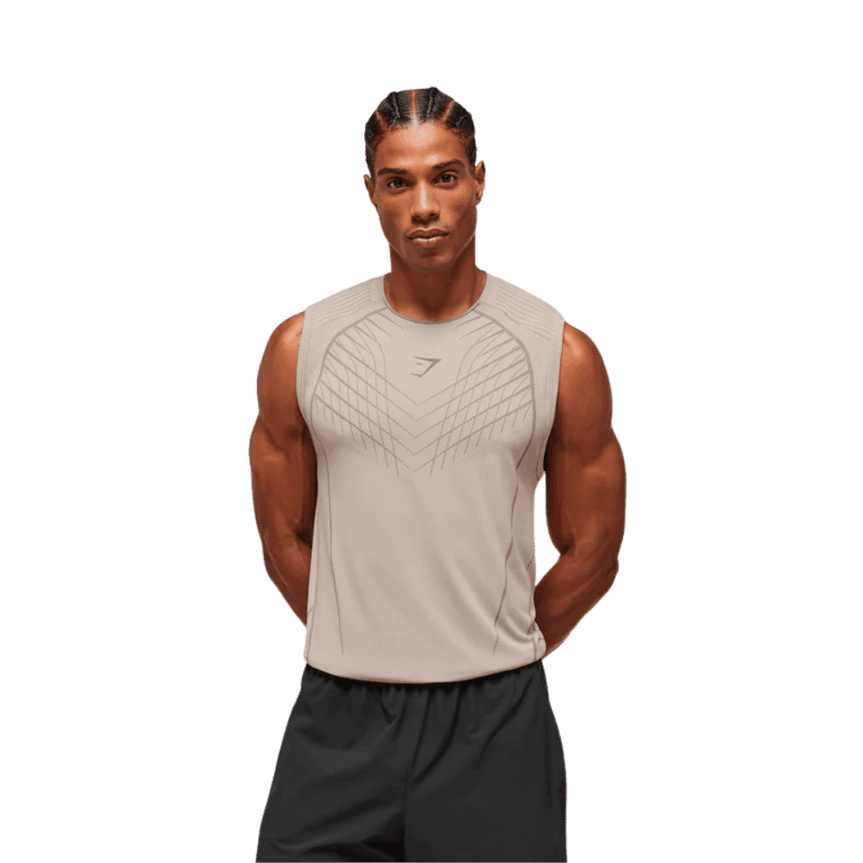 Gymshark Apex Seamless Tank Slim Fit Mushroom Grey/Pitch Grey