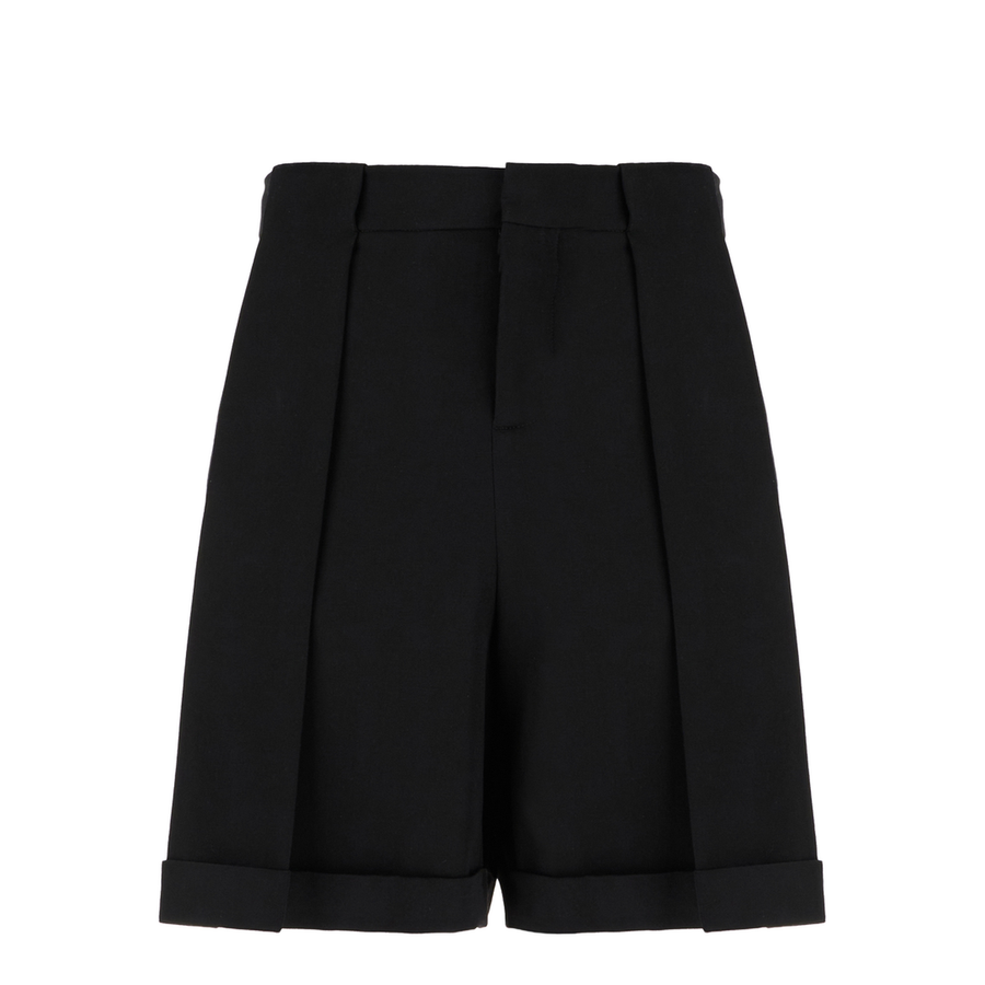 Pleated Gabardine Shorts - Black