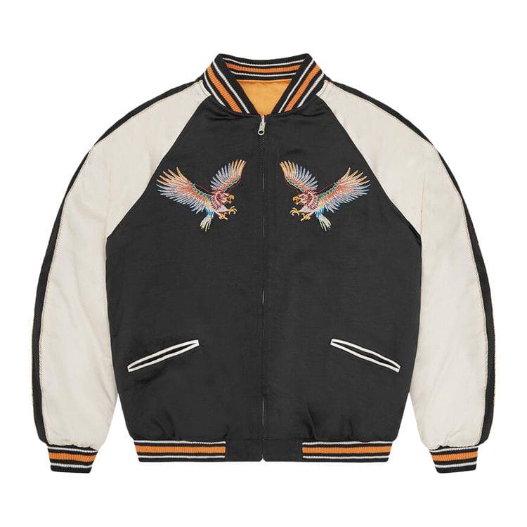Corteiz Satin Souvenir Reversible Jacket Black/Yellow