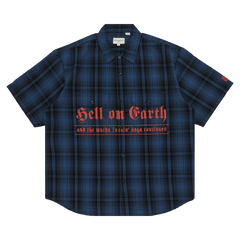 Supreme x Bernadette Corporation Shorts-Sleeve Work Shirt Navy Plaid