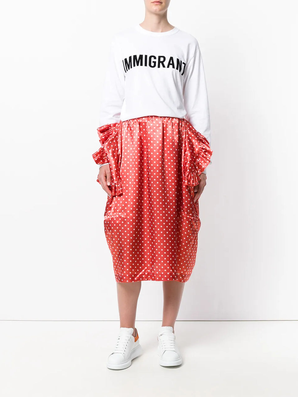 deconstructed ruffle polka dot skirt
