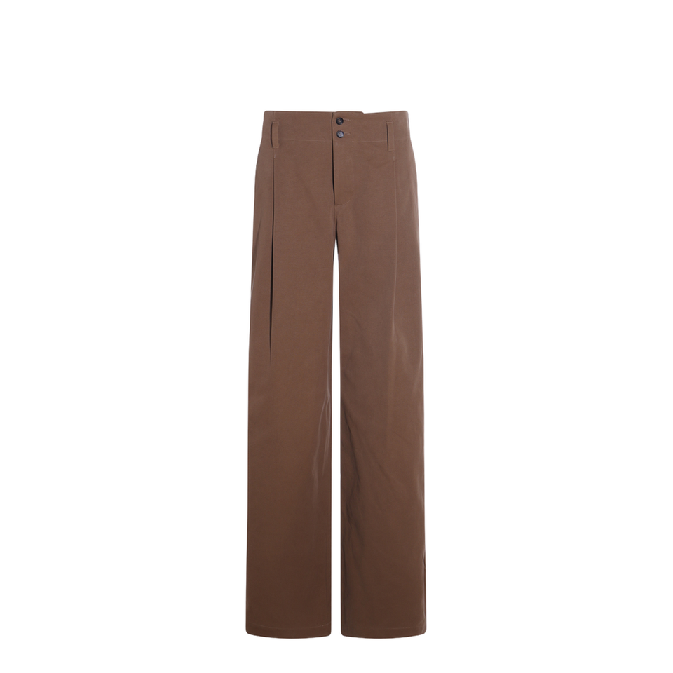 High-rise wide-leg pants in cotton canvas