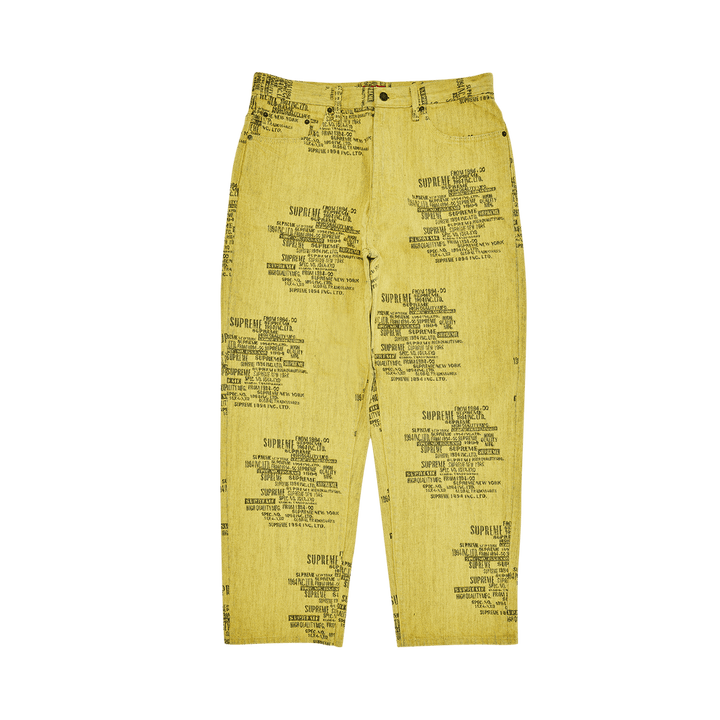 Supreme Trademark Jacquard Baggy Jean Washed Yellow