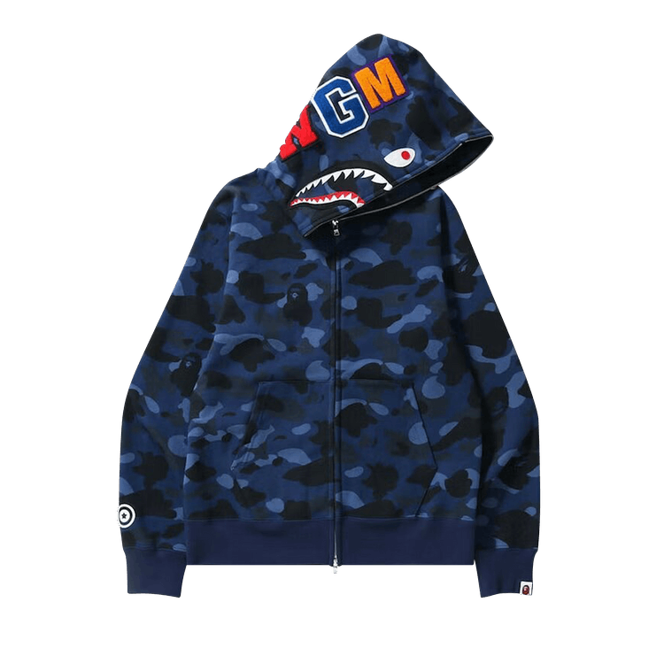 BAPE Color Camo Shark Full Zip Hoodie Navy