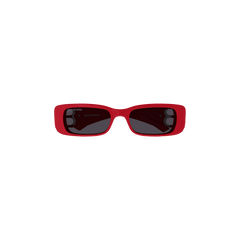 Balenciaga Rectangular Frame Sunglasses Red