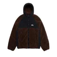 Stussy Sherpa Paneled Hooded Jacket Brown