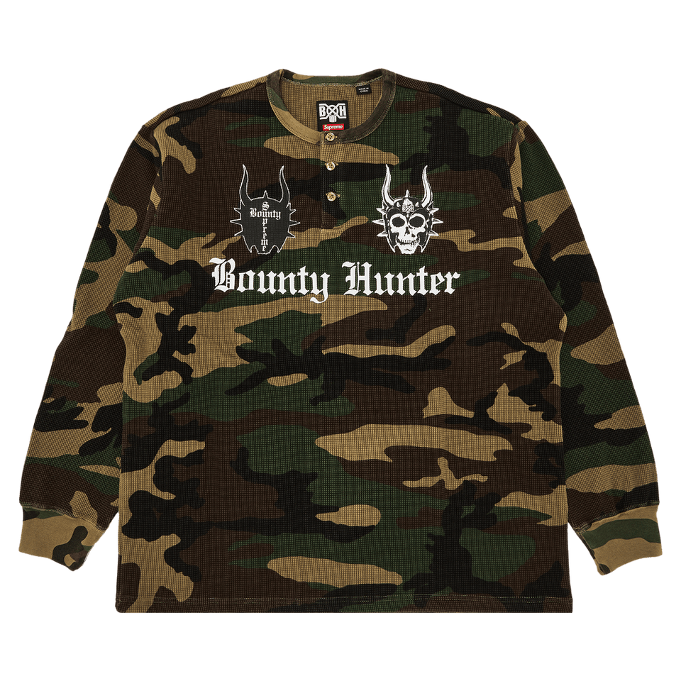 Supreme x Bounty Hunter Thermal Henley Long-Sleeve Top Woodland Camo