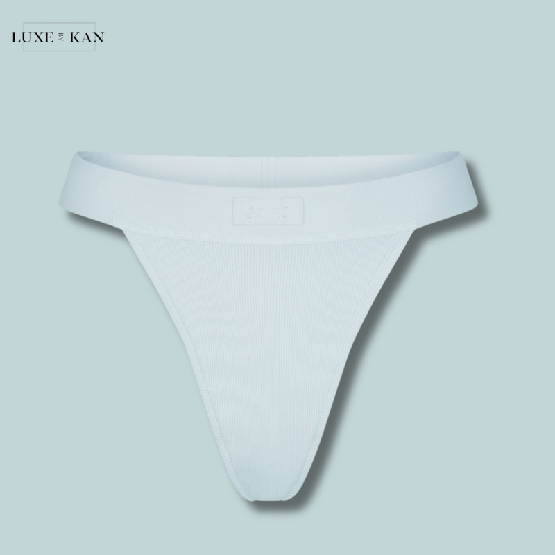 SKIMS Ribbed stretch-cotton thong