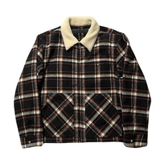 Chrome Hearts Shearling Collar Plaid Jacket Multicolor