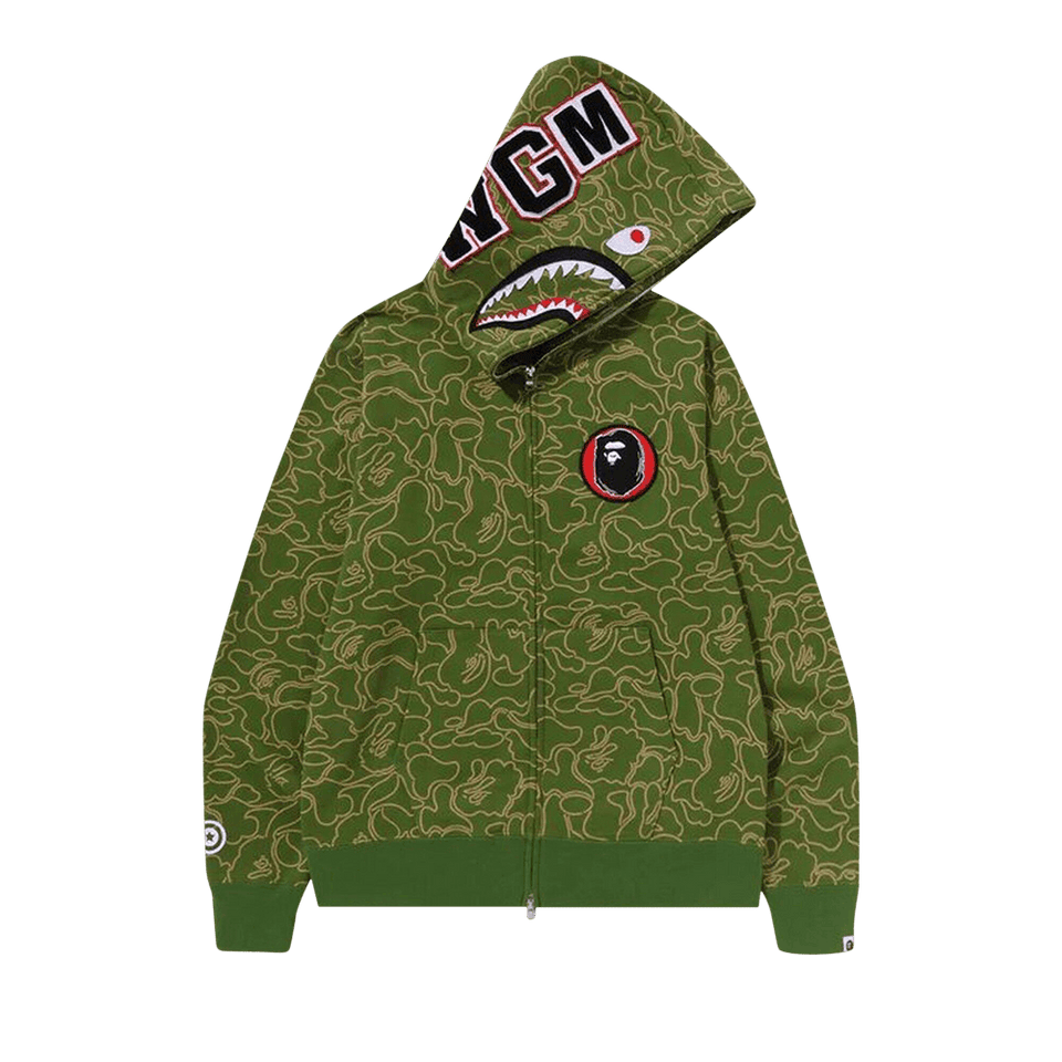 BAPE 30th Anniversary Line Camo Shark Full Zip Hoodie Green