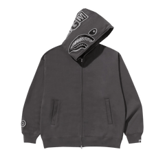 BAPE Hand Drawn Face Relaxed Fit Shark Full Zip Hoodie Grey