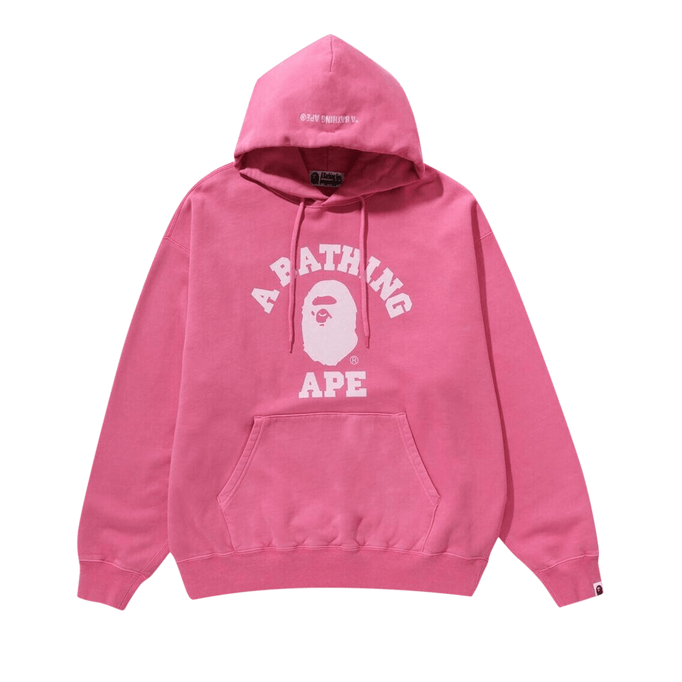 BAPE College Overdye Pullover Hoodie Pink