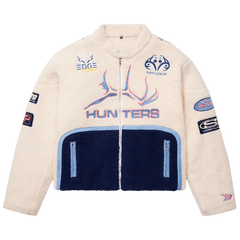 Sp5der Sherpa Hunter Moto Jacket Ecru/Navy