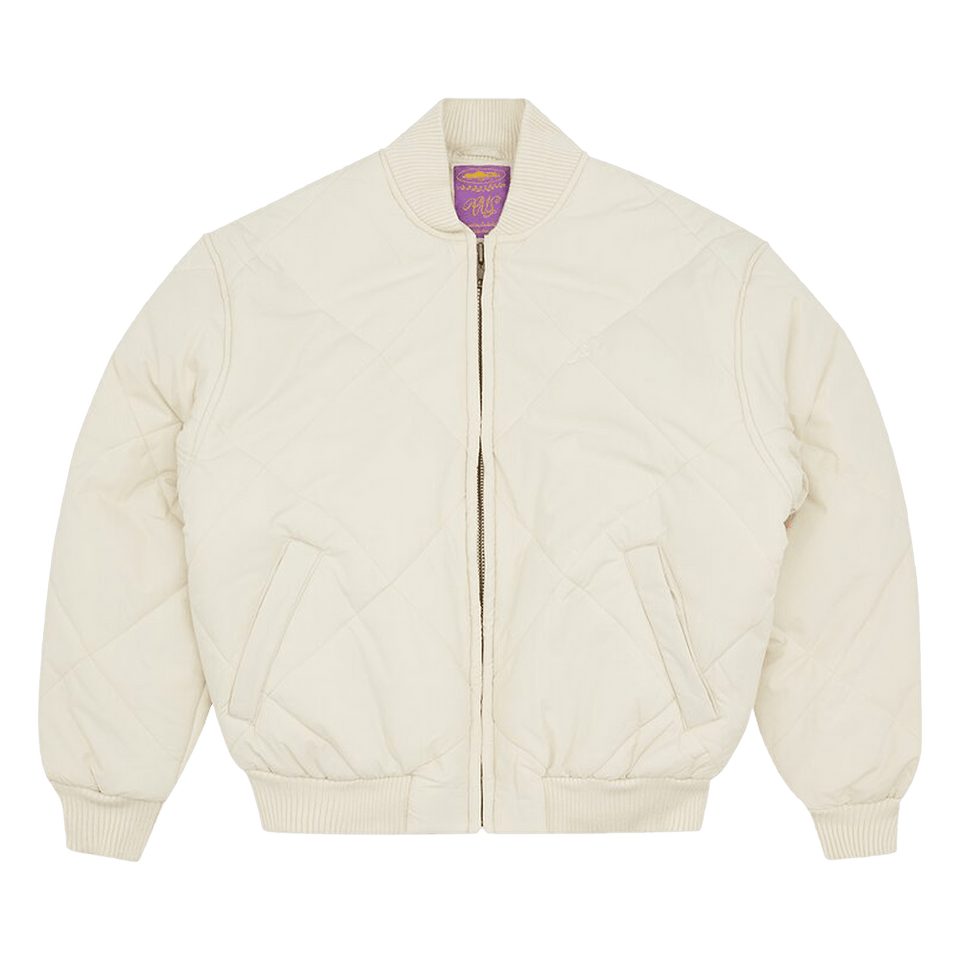 Corteiz Olde English Quilted Bomber Jacket Cream