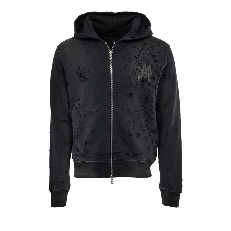 Amiri Logo Shotgun Zip Hoodie Faded Black