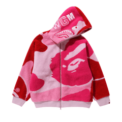 BAPE Mega ABC Camo Shark Boa Hoodie Pink