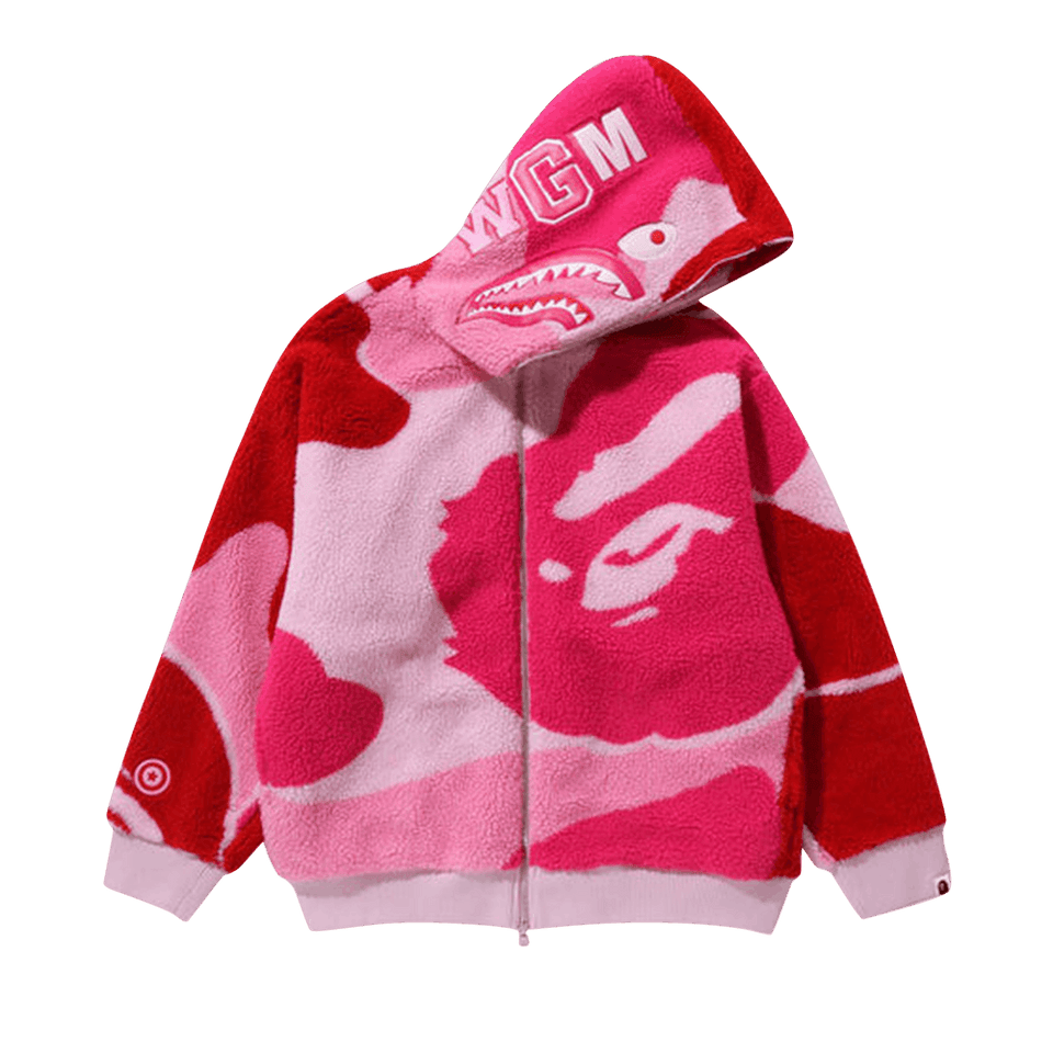 BAPE Mega ABC Camo Shark Boa Hoodie Pink