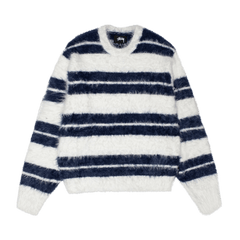 Stussy Hairy Stripe Crew Sweater Ivory/Navy