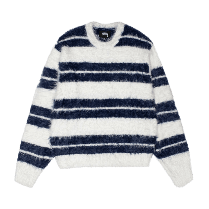 Stussy Hairy Stripe Crew Sweater Ivory/Navy