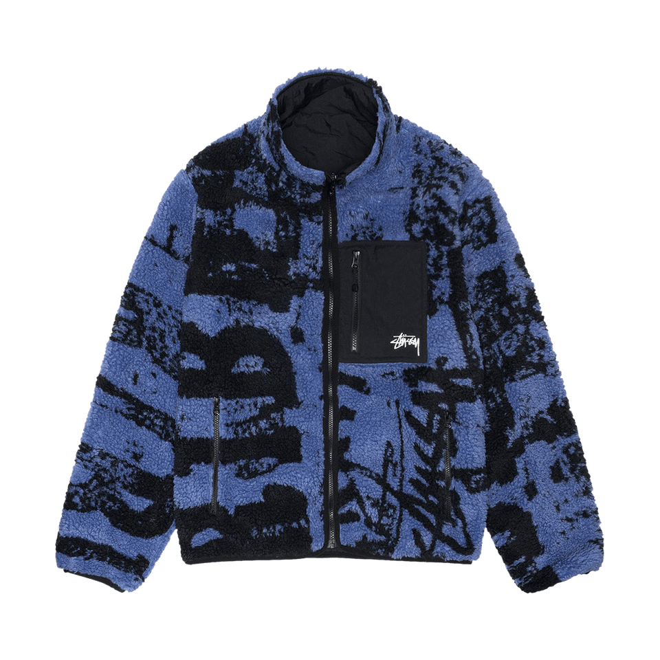 Stussy Sherpa Reversible Printed Jacket Blue