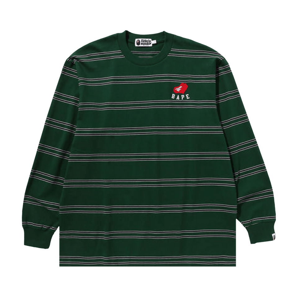 BAPE Ape Heart Hoop Long-Sleeve T-Shirt Green
