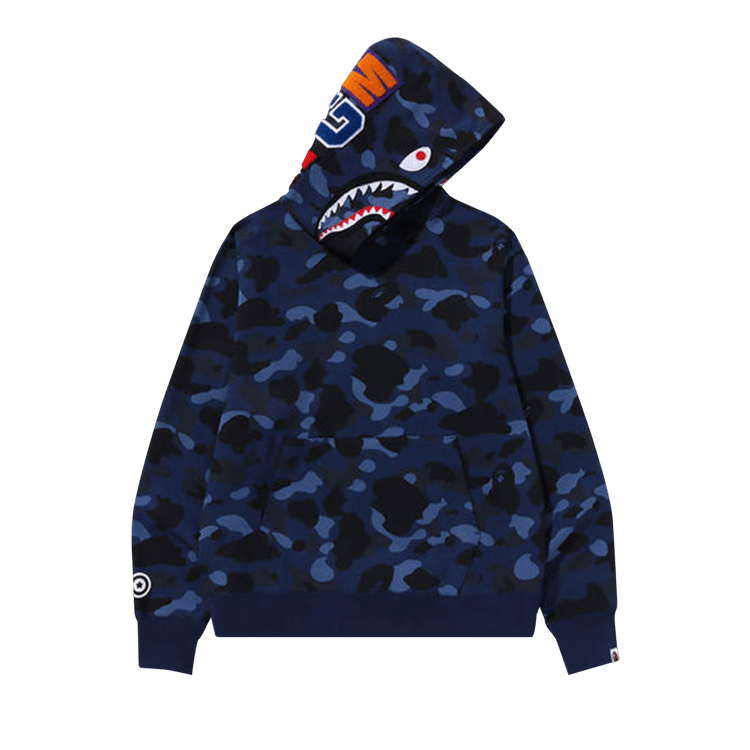 BAPE Color Camo Shark Pullover Hoodie Navy