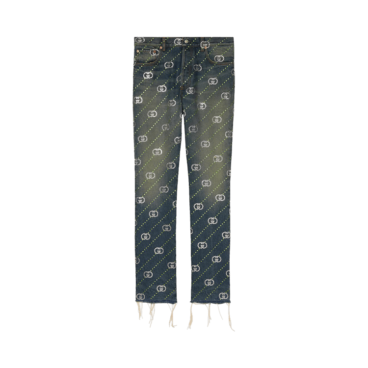 Gucci Crystal Interlocking G Denim Pant Blue/Mix