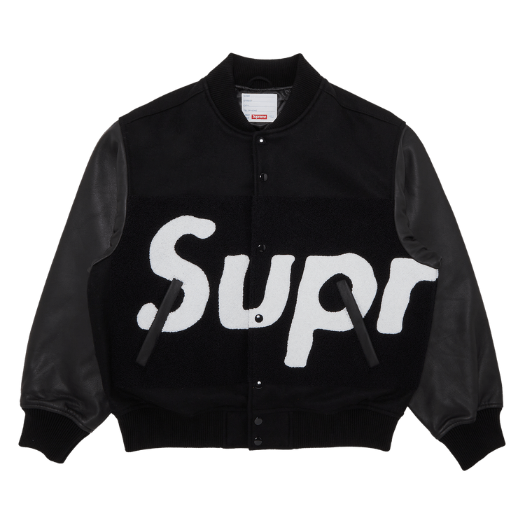Supreme Big Logo Chenille Varsity Jacket Black