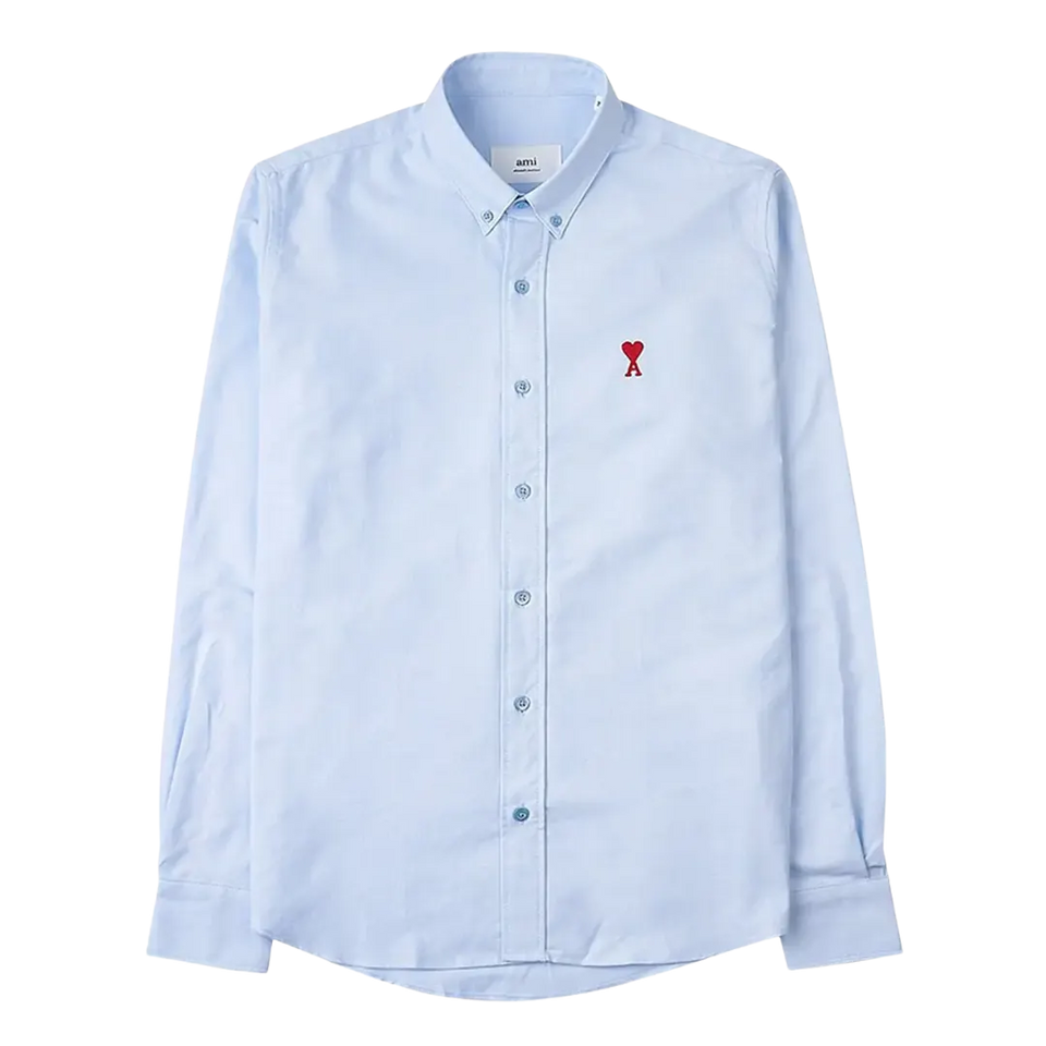 Ami ADC Red Heart Oxford Shirt Sky Blue