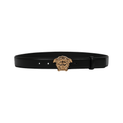 Versace La Medusa Leather Belt Black/Gold