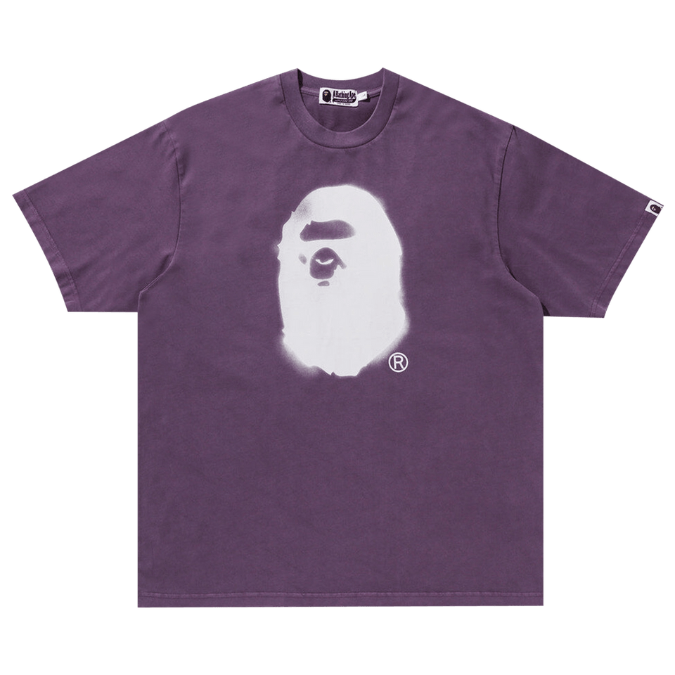 BAPE Spray Ape Head Garment Dyed Relaxed Fit T-Shirt Purple