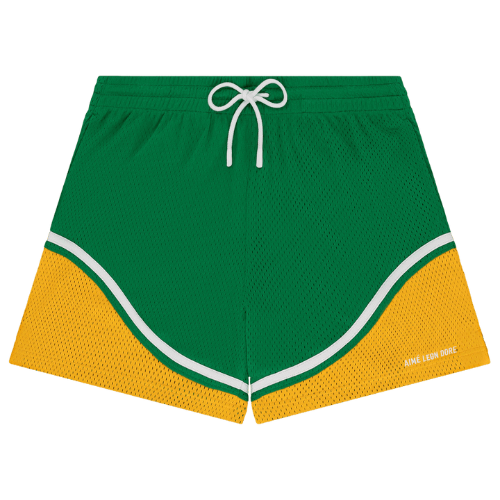 Aimé Leon Dore Colorblock Court Shorts Green/Yellow