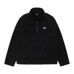 Stussy Polar Fleece Half Zip Mock Neck Black