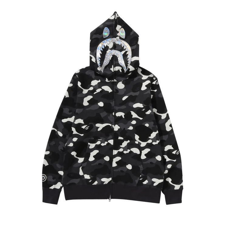BAPE City Camo Shark Full Zip Hoodie Black