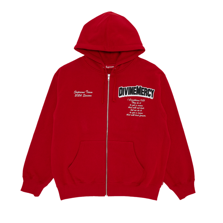Supreme Salvation Zip Up Hoodie Red