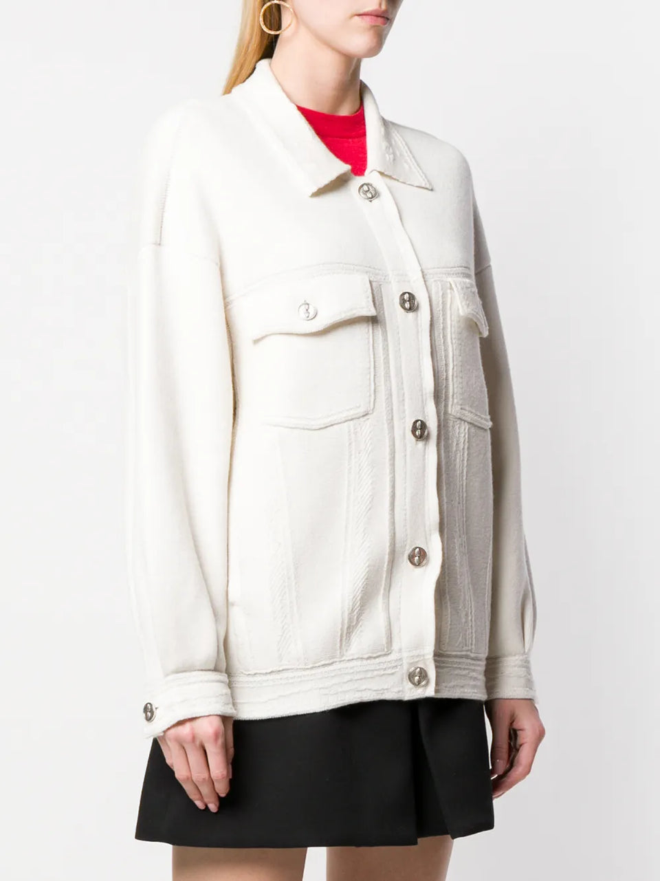 contrast-stitching denim-effect jacket