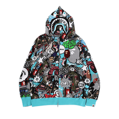 BAPE Comic Art Shark Zip Hoodie Multicolor