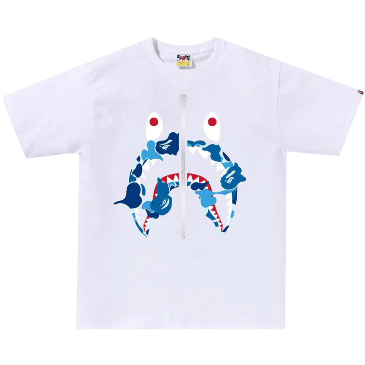BAPE ABC Camo Rebuild Shark T-Shirt White/Blue