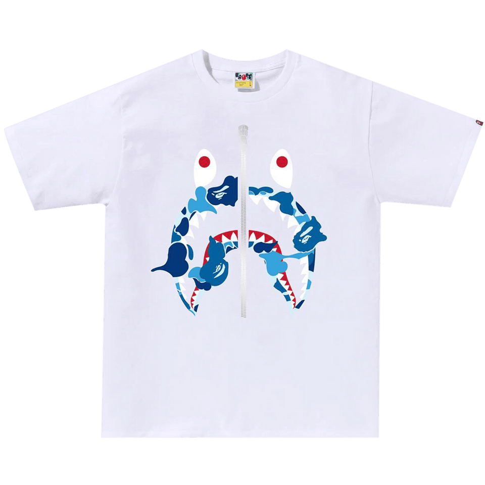 BAPE ABC Camo Rebuild Shark T-Shirt White/Blue
