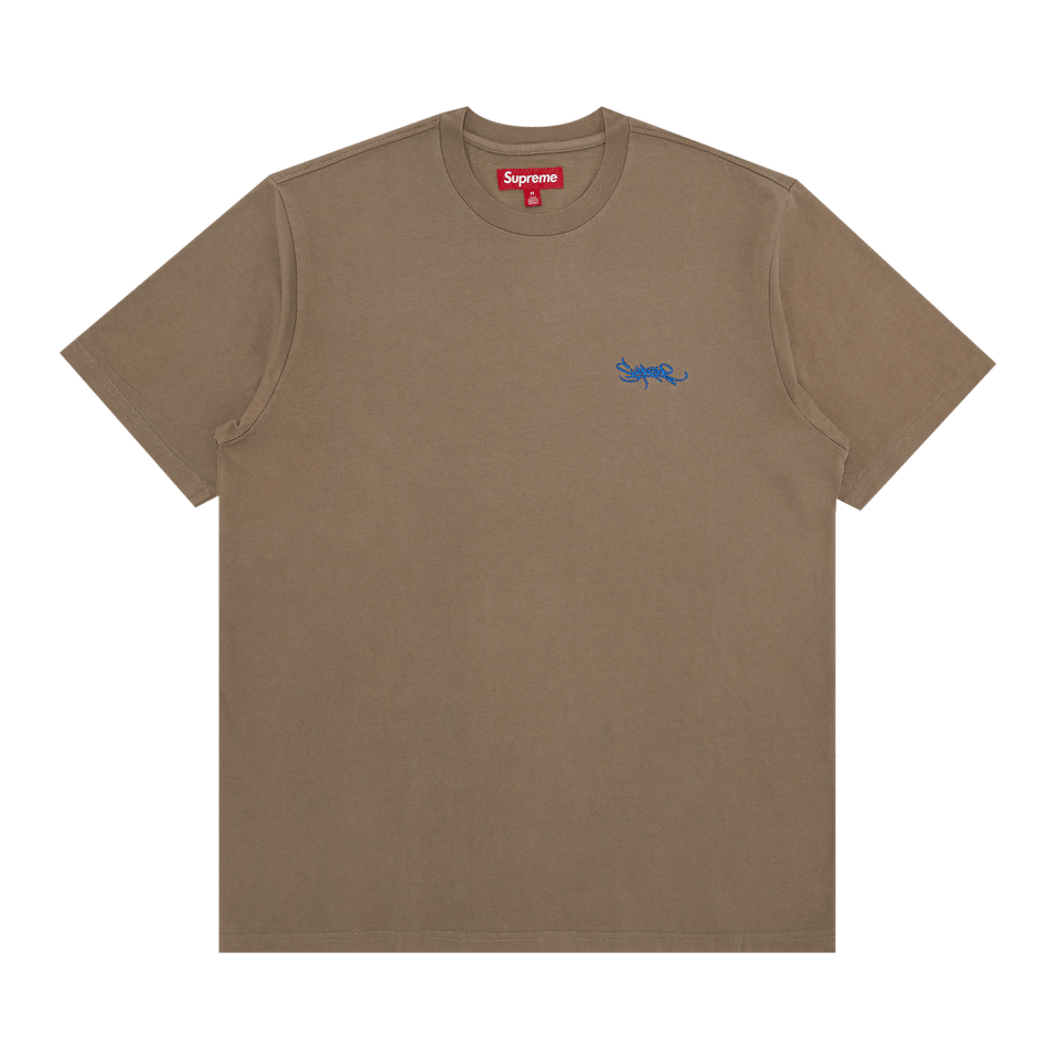 Supreme Washed Tag Shorts-Sleeve Top Dark Tan