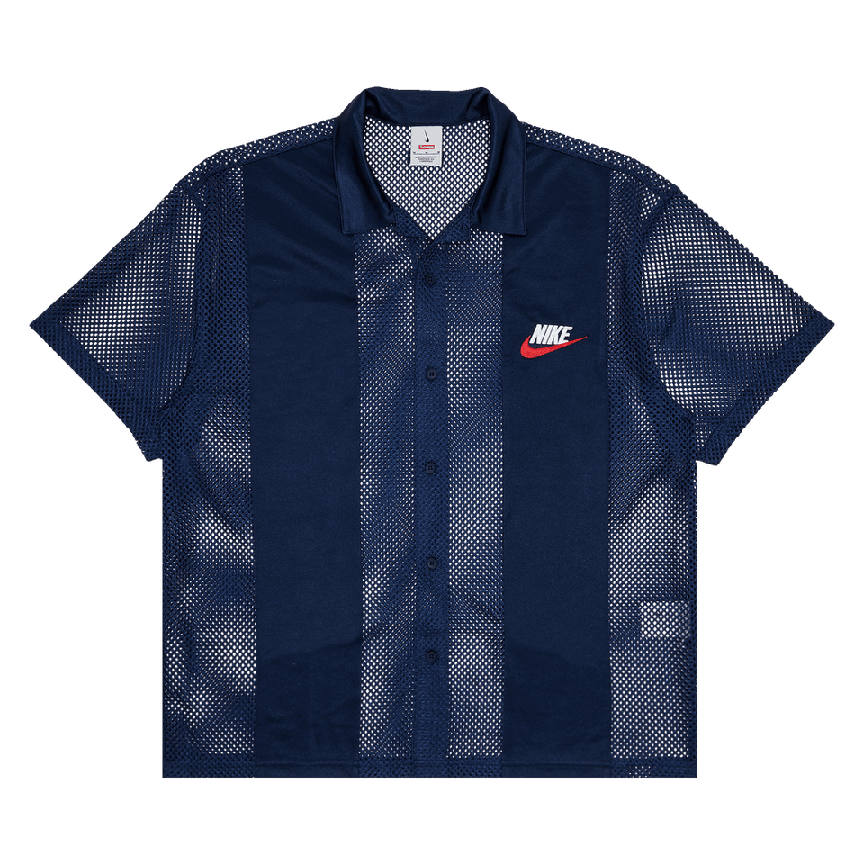 Supreme x Nike Mesh Shorts-Sleeve Shirt Navy