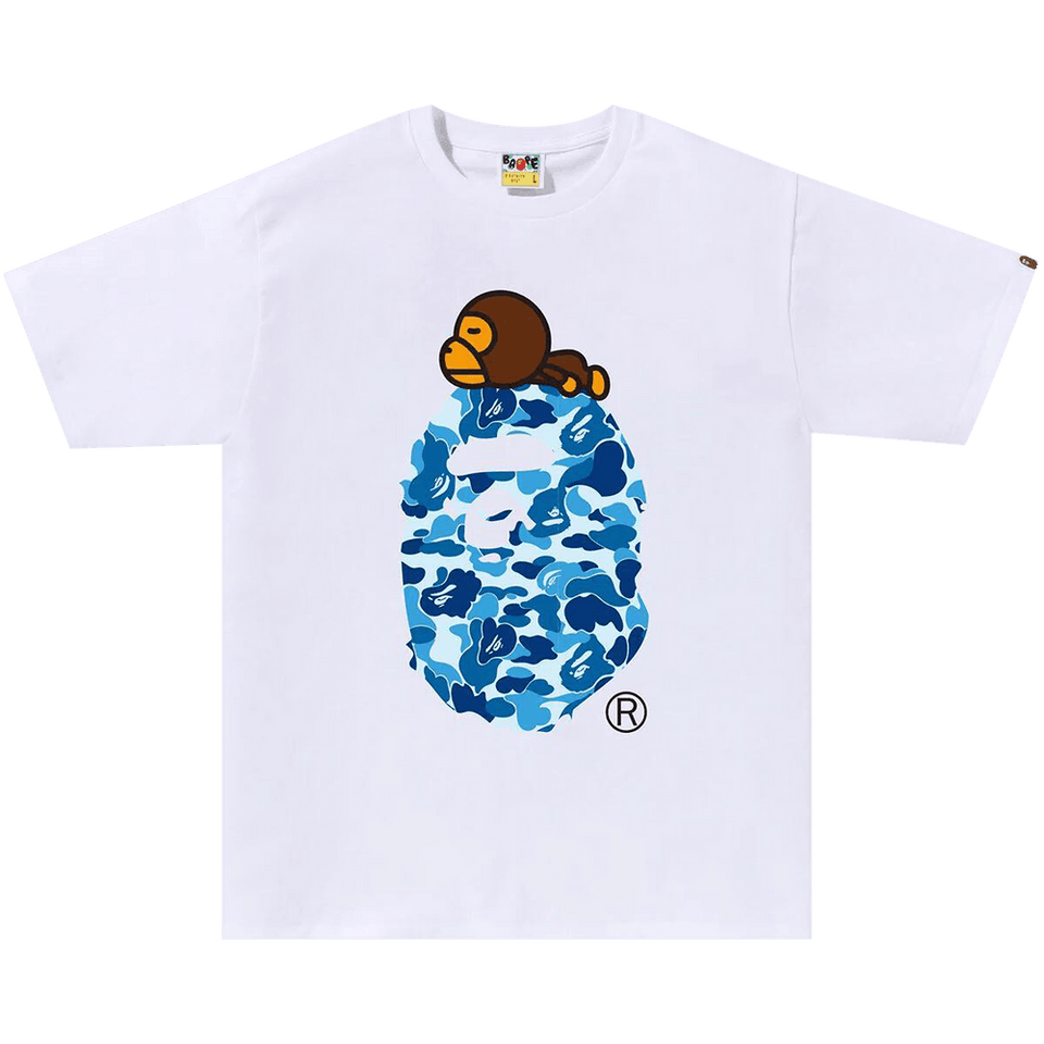 BAPE ABC Camo Milo On Big Ape T-Shirt White/Blue