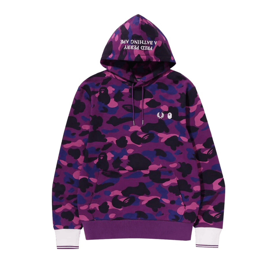 BAPE x Fred Perry Color Camo Pullover Hoodie Purple