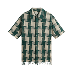Kith Jumbo Houndstooth Boxy Collared Overshirt Conifer