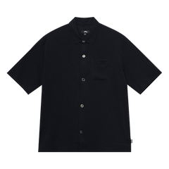 Stussy Boxy Flat Hem Crinkled Shirt Black