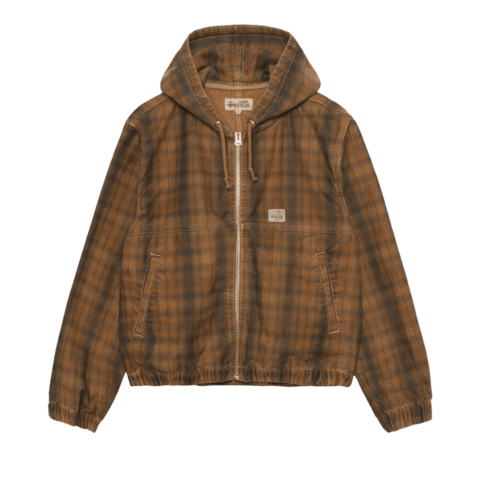 Stussy Unlined Plaid Zip Hoodie Brown
