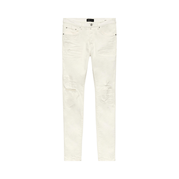 PURPLE BRAND Low Rise Slim Jeans White Light Destroy