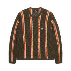 Stussy x Patta Striped Loose Gauge Sweater Olive